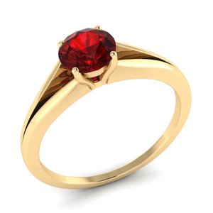 Bague en grenat rond sur mesure REYES de 0,84 carat en or massif 14 carats, certifiée IGI, bagues de fiançailles en diamant pour femmes, bijoux fins - Product Image 2