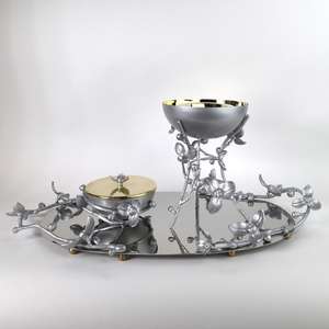 Brûleurs d'encens en métal fantaisie classiques en or de luxe faits à la main avec un parfum de lavande et de thé Base en bois de santal Ensemble cadeau blanc et or - Product Image 4