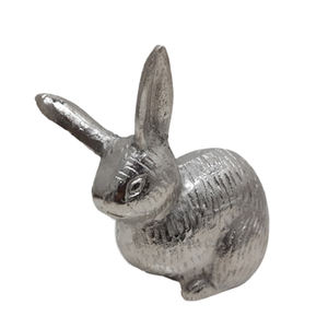 Ensemble de 2 petits oeufs décoratifs en aluminium couleur nickel brut pour la maison et le salon décoration de table faite à la main - Product Image 4