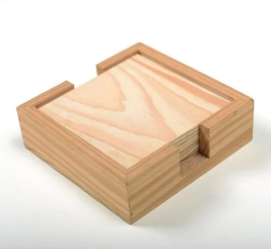 Sous-verre en bois sous-verre en bois fait à la main rustique avec support carré fournisseur de gros - Product Image 1