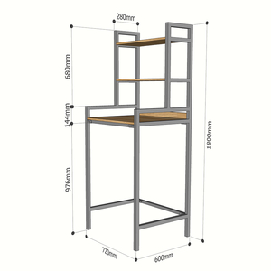 Estante para Lavadora de 3 Niveles KMG68014, Requiere Ensamblaje, Estructura de Hierro y Madera de Caucho, 72x60x180cm, Tipo Vertical para Instalación en Baño - Product Image 4