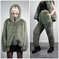 Fausse fourrure joggers lilas doux polaire pantalon luxe doux pantalon à la main fête hotpants moelleux festival ensemble raver survêtement