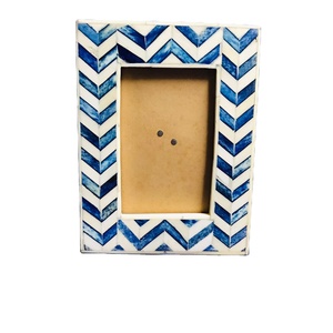 Handcrafted Blue and <b>White</b> Chevron Bone Inlay <b>Photo</b> <b>Frame</b> Modern Rectangular Picture Holder <b>Frame</b> - Product Image 1