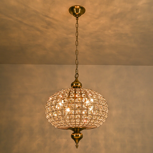 Lustre suspendu Premium LED cristal Accent pendentif à usage décoratif forme ovale lustre maison hôtels décor - Product Image 5