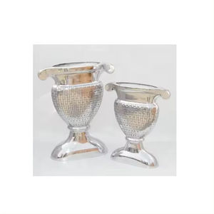 Fabricante de floreros de aluminio, juego de Venta caliente/2 macetas de Metal de Color plateado para decoración de mesa de Hotel y restaurante de lujo - Product Image 4