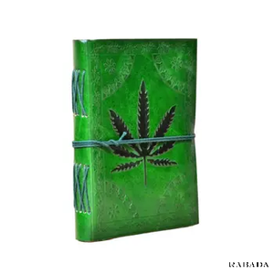 Leaf Embossed Green Leather Journal Handmade Journal Made of Handmade Woodfree Paper Antique Handmade Flower Mix Papers - Product Image 1