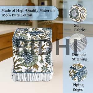 ปลอกกล่องกระดาษทิชชูลายพิมพ์คลาสสิกแบบริ้วสีเขียว ลายบล็อก  ทำจากผ้าที่เป็นมิตรกับสิ่งแวดล้อม ทนทาน  งานแฮนด์เมด  ใช้เป็นที่ใส่ผ้าเช็ดปากตกแต่ง - Product Image 3