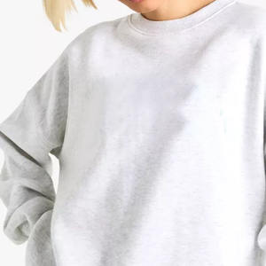 Sudadera de cuello en V con hombros caídos Lisa personalizada para mujer, sudadera de algodón de lana de alta calidad, jersey de gran tamaño, Sudadera de cuello redondo - Product Image 5