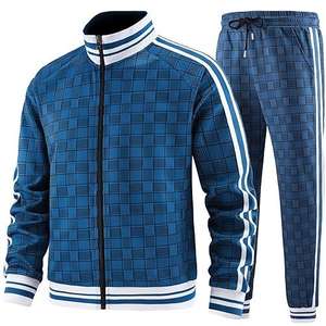 Nuevos chándales de retales de moda de invierno para hombre, conjuntos de Jogger de etiqueta privada para hombre, ropa deportiva ajustada, chándal para hombre, cremallera completa, cómodo - Product Image 5