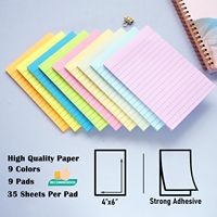 Vente en gros bon marché logo personnalisé réutilisable papeterie scolaire claire colorée blocs de papier à lettres notes autocollantes avec lignes pour le bureau