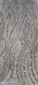 Tissu perlé de luxe de haute qualité avec Zircon fait à la main 100% Polyester meilleur prix exportation du fournisseur indien pour la fabrication de vêtements - Product Image 2