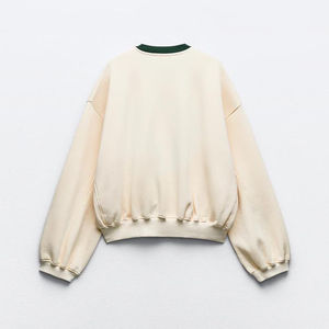 เสื้อครอปมีฮู้ดคอลูกเรือของผู้หญิงเสื้อครอปมีฮู้ดพิมพ์ลายปักโลโก้หน้ายิมสำหรับฤดูใบไม้ร่วง/ฤดูหนาว - Product Image 6