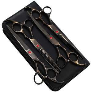 Professional Titanium-Coated Dog Grooming Scissors Kit with Sharp Blade Tip Curved Thinning Scissors & Comb for Dogs & <b>Cats</b> - Product Image 3