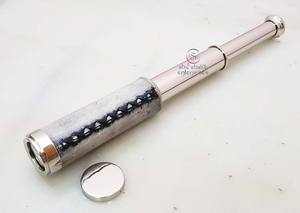 Télescope de poche en argent nickelé imitation antique, décoration nautique, voyage, camping, baptême, fait main, 31 cm - Product Image 5