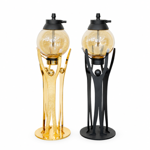 ชุดตกแต่งเลานจ์อะคริลิค LED สีดำทอง ขนาด 76 ซม. พร้อมท่อจับ ชาม และอุปกรณ์โลหะ สำหรับโรงแรม บาร์ คลับ ตกแต่งภายใน - Product Image 1
