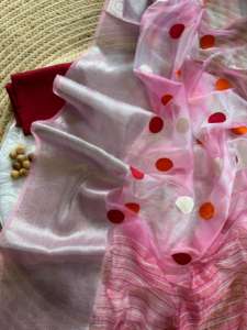 La última organza con lunares y tejido Zari Sari mujer fabricante de moda y proveedor de Surat al precio más bajo - Product Image 3