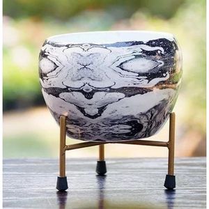 Grand bac à fleurs en fer écologique, design minimaliste émaillé, pots de jardinage pour la maison avec trou de drainage, biodégradable - Product Image 1