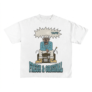 100% cotton T-shirt for men loose fit printed Premium 200GSM cotton jersey <b>white</b> men <b>tshirt</b> graphic print custom logo streetwear - Product Image 1