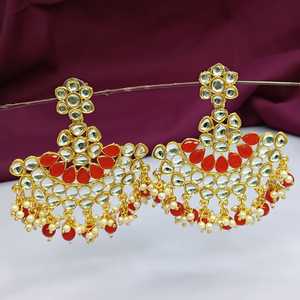Grossiste indien de haute qualité mariage traditionnel fausse perle mariée cristal Kundan lustre boucle d'oreille bijoux de mode pour les femmes - Product Image 6