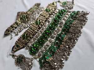 Unique Afghani Silver <b>Jewelry</b> <b>Set</b> - Handmade Afghani <b>Bridal</b> Kundan <b>Jewelry</b> <b>Set</b> Kundan <b>Set</b> in Affordable Price - Product Image 5