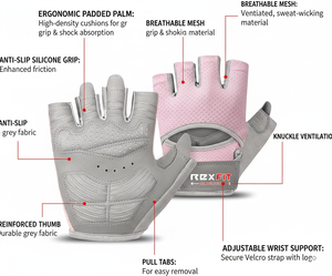 Guantes de Gimnasio de Media Palma con Etiqueta Personalizada de Buena Calidad, Guantes Transpirables con Soporte para Muñeca, Guantes de Gimnasio Unisex para Levantamiento de Pesas de Alta Resistencia - Product Image 5