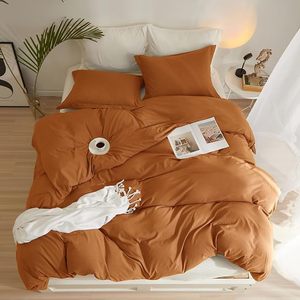 Juego de Funda Nórdica de Algodón Lavado Suave de 200 Hilos Estilo Europeo de Gran Venta, Tamaño Completo, con 2 Fundas de Almohada, Color Óxido, para Hospital, Hogar, Hotel - Product Image 5