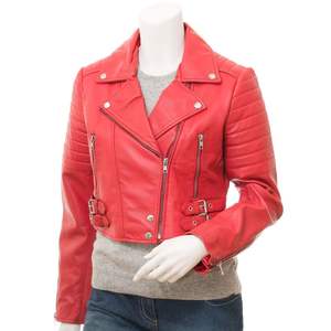 Nuevo diseño de cuero real con cremallera transpirable para mujer chaqueta recortada chica estilo moderno y bolsillos interiores exteriores OEM venta al por mayor 2024 - Product Image 1