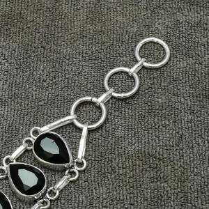 Handmade <b>925</b> <b>Sterling</b> <b>Silver</b> <b>Bracelet</b> Black Spinel Gemstone Elegant Jewelry Gift for Her for Weddings Parties Christian Symbol - Product Image 5
