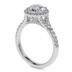 Bague de fiançailles SHREYA DIAM en moissanite, taille brillant rond, sertie à griffes, en argent 925 plaqué rhodium, style classique pour femme - Product Image 4
