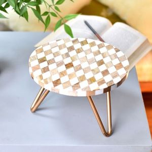 Table à gâteau en bois et en résine, support doré pour mariage, fête d'anniversaire, décoration d'hôtel, CSD-028 - Product Image 1