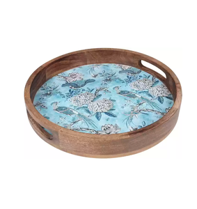Bandejas de servicio decorativas impresas y de madera Impreso y natural Venta completa Forma redonda y tamaño personalizado - Product Image 2