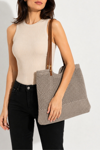 Bolso de Hombro Tejido para Mujer con Correa de Cuero, Bolso Tote Casual Elegante, Bolso de Ganchillo a la Moda, Bolso Tejido para Uso Diario - Product Image 5