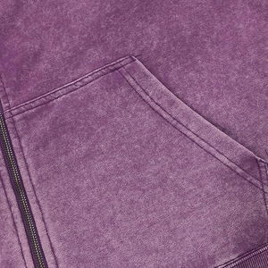 Hot Sale Acid Wash Zipper Hoodies <b>Men</b> Custom Logo Streetwear Oversized <b>Zip</b> <b>Up</b> Jackets Hooded Sweatshirts OEM Supplier - Product Image 4