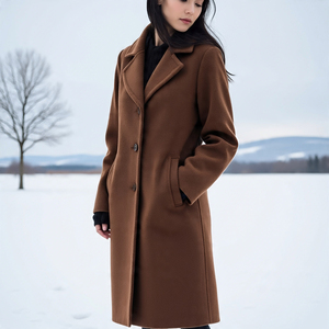 Abrigo largo de lana acampanada para mujer, moda 2024, ropa informal para exteriores, abrigo de invierno hasta la pantorrilla, chaquetas largas de lana con doble botonadura para mujer - Product Image 4