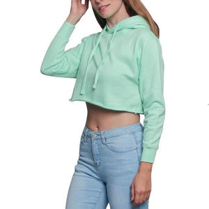 Haut court léger de haute qualité pour femmes haut court à manches longues à capuche sweat à capuche personnalisé pour femmes - Product Image 2