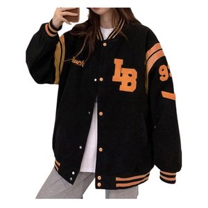 2025 nouveau Style femmes Varsity veste à la mode tenue décontracté avec doublure en laine en cuir PU pour les vêtements du collège universitaire - Product Image 5