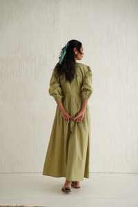 ชุดเดรสผ้าลินินคอวีสำหรับผู้หญิงชุดเดรสผ้าลินินวินเทจสำหรับฤดูร้อน - Product Image 2