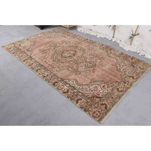 Vintage Turkish Patchwork Design <b>Wool</b> Eco Friendly Latex Rug <b>Pink</b> Beige 5 X 8.6ft Rectangle Traditional Style Dining Room Home - Product Image 2