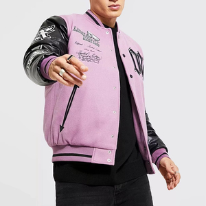 Prix de vente en gros Vestes de bombardier universitaire classiques personnalisées pour l'hiver avec broderie de manches en cuir Veste de baseball universitaire personnalisée pour hommes - Product Image 2