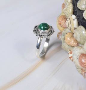 Malachite verte Bague en argent sterling 925 avec pierres précieuses faite à la main Designer april Birthstone Jewelry - Product Image 3