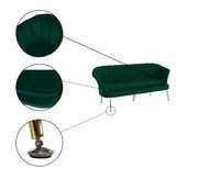 Fauteuil en velours vert bleu rose avec pieds en métal doré
