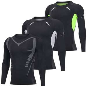 เสื้อรัดกล้ามเนื้อแบบชิ้นเดียวสำหรับผู้ชาย แขนยาว ระบายอากาศ แห้งเร็ว UPF 50 น้ำหนัก 220 กรัม สีดำล้วน ทำจากโพลีเอสเตอร์ สำหรับกีฬาบราซิลเลียนยิวยิตสู - Product Image 5