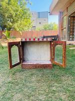 Antique Original en bois fabriqué à la main tenture murale réveil boîte Vintage étagère à épices décorative maison salon meubles