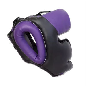 Full Face Training Head Guard Blue Purple And <b>Black</b> Leather Boxing Sparring Nose Protection Safety Feature - Product Image 4