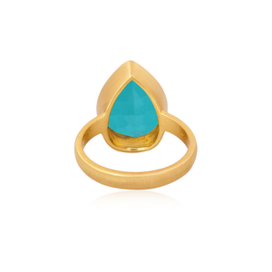 Doublet Santamaria Aguamarina Cuarzo Anillo de piedras preciosas Mayorista 24K Chapado en oro amarillo Diseñador de moda Anillo de latón Joyería - Product Image 2