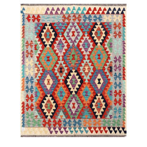 Alfombra Kilim de Maimana, Afganistán, 199 x 159 cm, Juego de Alfombras - Product Image 1