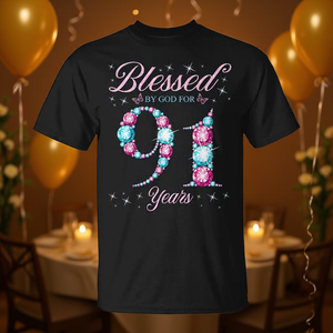 Maglietta promozionale per la festa del 91° compleanno della regina, donna di 91 anni, con la scritta: Dio Benedica - Product Image 3