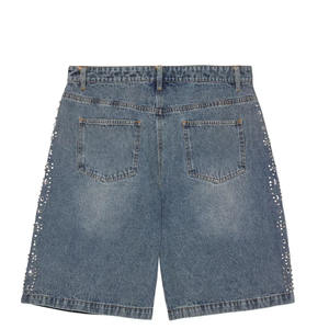 Parches bordados desgastados de cintura alta personalizados pantalones cortos de mezclilla estampados lavados a la piedra para hombres y mujeres pantalones holgados de verano OEM Formal - Product Image 3