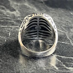 Anillo de Plata Hecho a Mano con Incrustaciones de Ágata Verde, Diseño Elegante, Anillo Grabado, Piedra de Ágata Natural Única, Idea de Regalo para Novio - Product Image 6