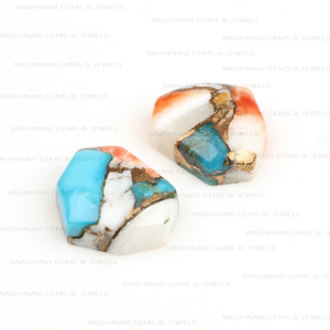 Vente en gros Huître épineuse naturelle en vrac Cuivre Quartz Forme fantaisie Personnalisable Dos plat Calibré Cabochon Fabrication de bijoux en vrac - Product Image 1